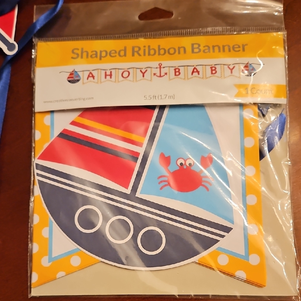 Ahoy Baby Shaped Ribbon Banner